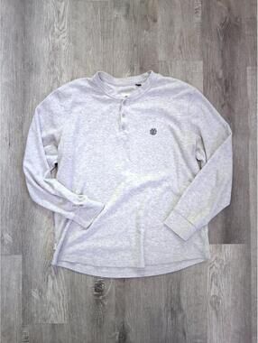 Element Men's Medium, Gray Soft Long Sleeve w/Logo Casual Henley Shirt